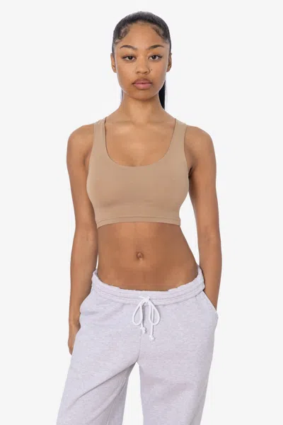 Los Angeles Apparel 8383 - Cotton Spandex Tank Crop Top In Neutral