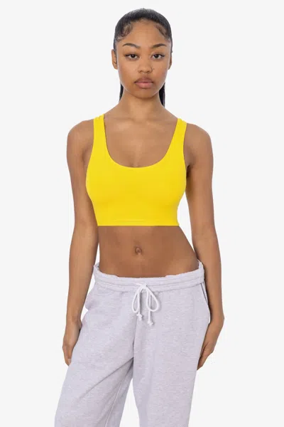 Los Angeles Apparel 8383 - Cotton Spandex Tank Crop Top In Yellow
