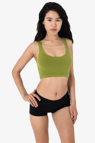 Los Angeles Apparel 8383gd - Garment Dye Cotton Spandex Crop Tank In Green