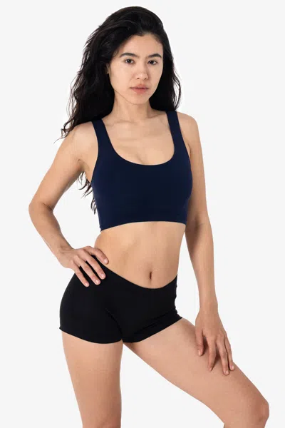 Los Angeles Apparel 8383gd - Garment Dye Cotton Spandex Crop Tank In Black