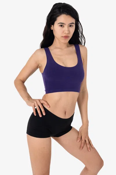 Los Angeles Apparel 8383gd - Garment Dye Cotton Spandex Crop Tank In Purple