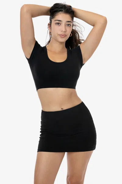 Los Angeles Apparel 8384gd - Garment Dye Mini Tube Skort In Black