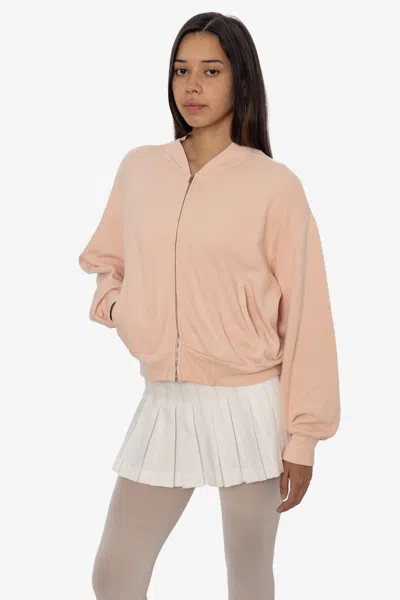 Los Angeles Apparel Alp375gd - Alpine Fleece Zip Up Cropped Bomber In Neutral
