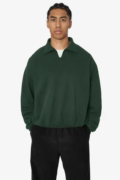 Los Angeles Apparel Alp412gd - Alpine Fleece Polo Pullover In Green