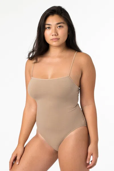 Los Angeles Apparel B100cf - Spaghetti Bodysuit In Hazelnut