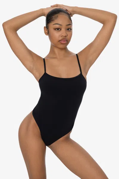 Los Angeles Apparel B100ct - Spaghetti Thong Bodysuit In Black