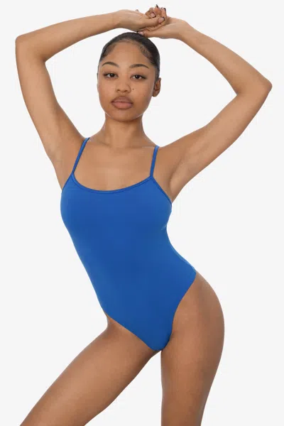 Los Angeles Apparel B100ct - Spaghetti Thong Bodysuit In Blue