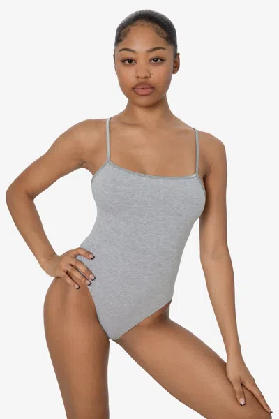 Los Angeles Apparel B100ct - Spaghetti Thong Bodysuit In Heather Grey