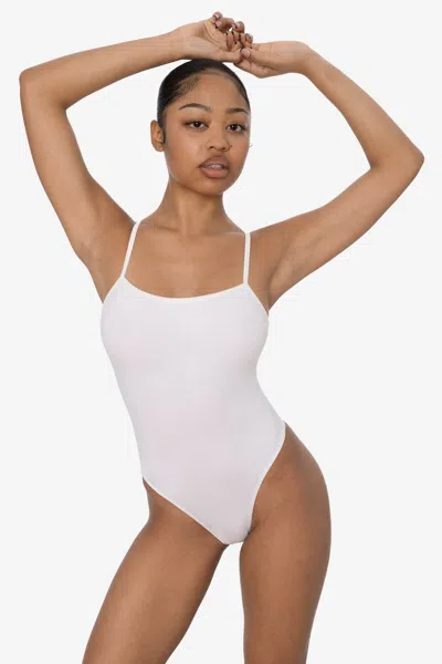 Los Angeles Apparel B100ct - Spaghetti Thong Bodysuit In White
