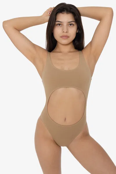 Los Angeles Apparel B106cf - Cutout Bodysuit In Hazelnut