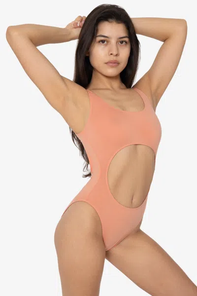 Los Angeles Apparel B106cf - Cutout Bodysuit In Peach Beach