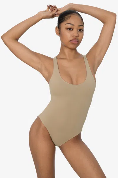 Los Angeles Apparel B111cf - Tank Scoop Back Bodysuit In Hazelnut