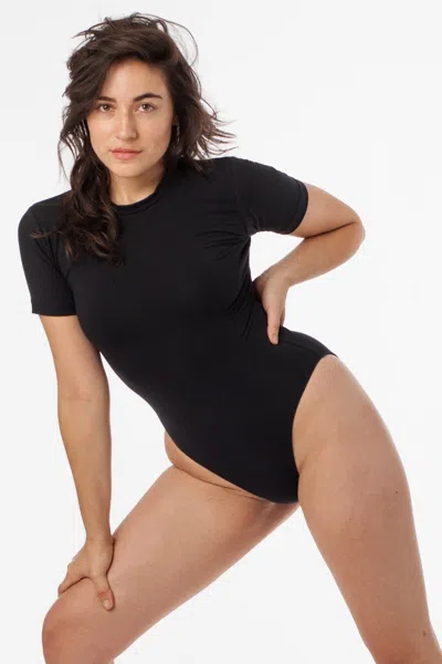Los Angeles Apparel B119cfs - Short Sleeve T-shirt Bodysuit In Black