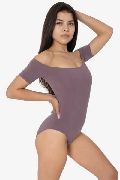 Los Angeles Apparel B121cf - Off Shoulder Bodysuit In Amethyst