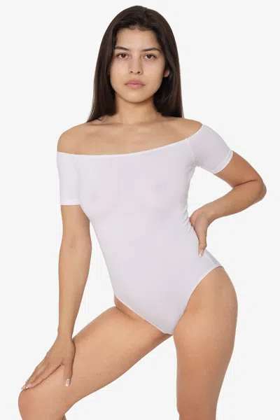 Los Angeles Apparel B121cf - Off Shoulder Bodysuit In White