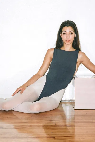 Los Angeles Apparel B303gd - Garment Dye Boatneck Dance Bodysuit In Blue