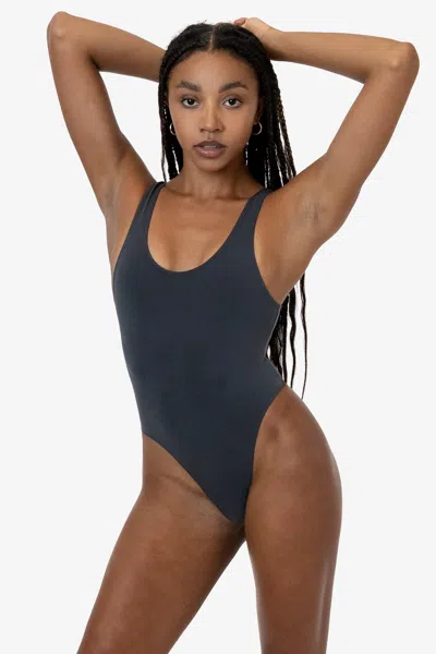 Los Angeles Apparel B310gd - Garment Dye Tank Thong Bodysuit In Dolphin Blue