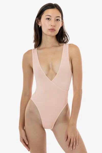 Los Angeles Apparel B362gd - Sleeveless Wrap Front Bodysuit In Seashell Pink