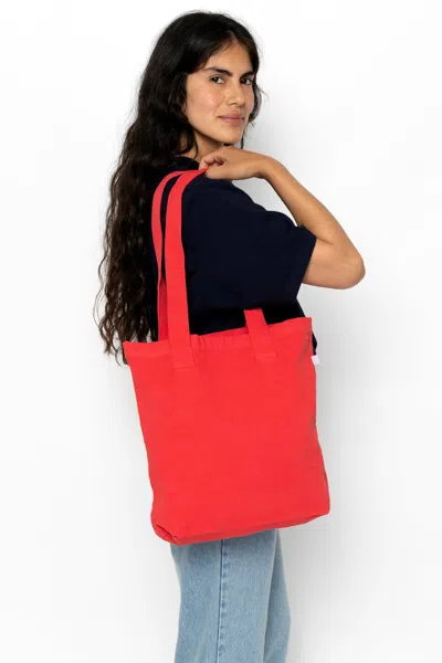 Los Angeles Apparel Bd01 - Bull Denim Tote Bag In Tomato