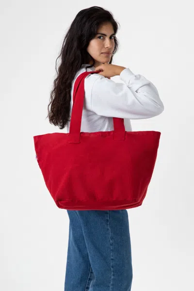 Los Angeles Apparel Bd07 - Bull Denim Essential Tote Bag In Dark Red