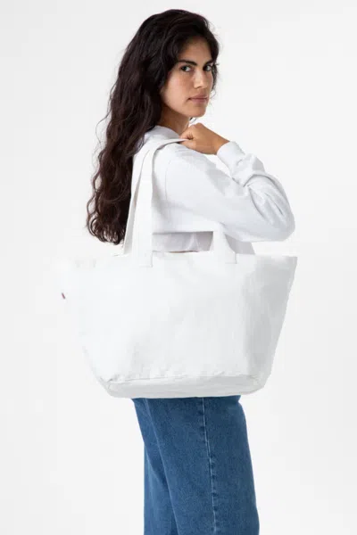 Los Angeles Apparel Bd07 - Bull Denim Essential Tote Bag In Off-white