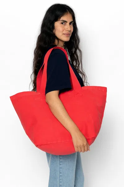 Los Angeles Apparel Bd07 - Bull Denim Essential Tote Bag In Tomato