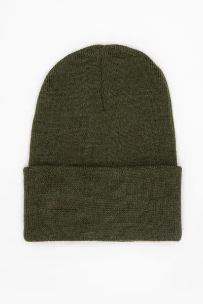 Los Angeles Apparel Beanie - Classic Cuff Beanie In Olive Heather