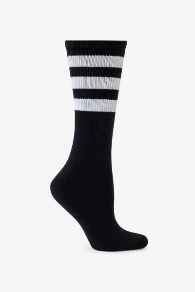 Los Angeles Apparel Calfsock - Unisex 3-stripe Calf Sock In Black