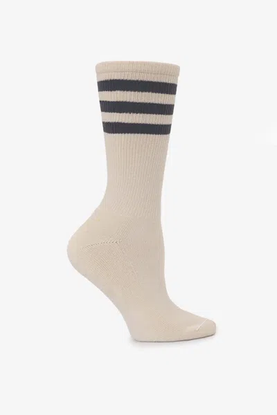 Los Angeles Apparel Calfsock - Unisex 3-stripe Calf Sock In Neutral