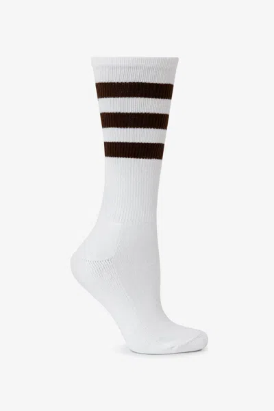 Los Angeles Apparel Calfsock - Unisex 3-stripe Calf Sock In White