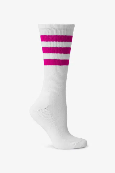 Los Angeles Apparel Calfsock - Unisex 3-stripe Calf Sock In White