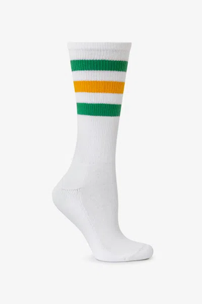 Los Angeles Apparel Calfsock - Unisex 3-stripe Calf Sock In White
