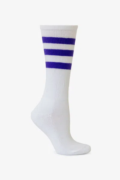 Los Angeles Apparel Calfsock - Unisex 3-stripe Calf Sock In White
