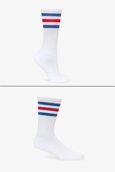 Los Angeles Apparel Calfsock - Unisex 3-stripe Calf Sock In White
