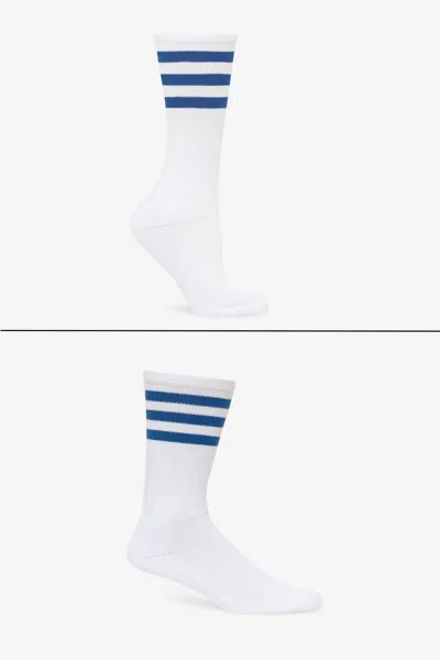 Los Angeles Apparel Calfsock - Unisex 3-stripe Calf Sock In White