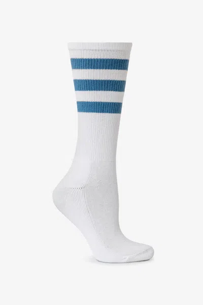 Los Angeles Apparel Calfsock - Unisex 3-stripe Calf Sock In White