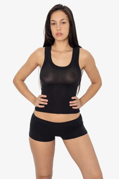 Los Angeles Apparel Cc328 - Cheesecloth Sporty Tank In Black