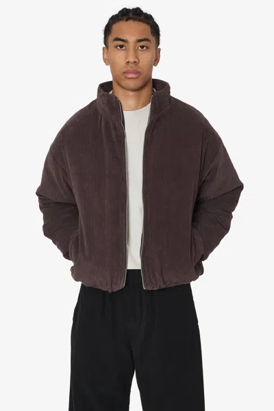 Los Angeles Apparel Cd410pd - Corduroy Puffy Zip Up Jacket In Purple