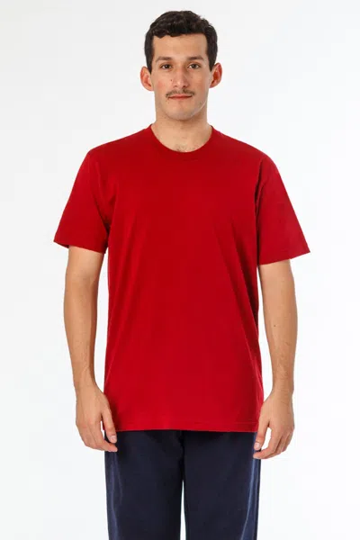 Los Angeles Apparel Ff01 - Poly-cotton Crew Neck T-shirt In Red