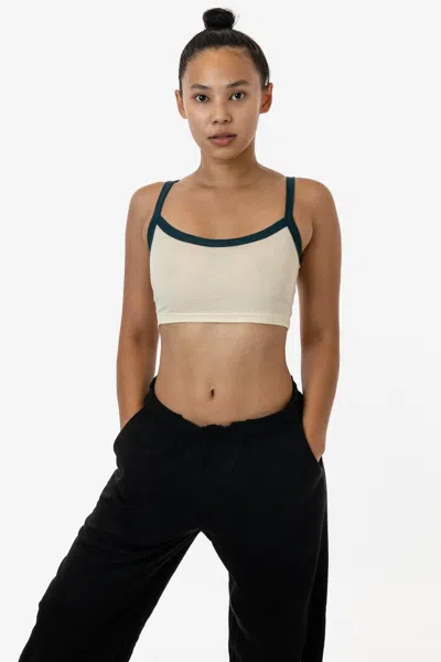 Los Angeles Apparel Ff016 - Poly Cotton Cropped Spaghetti Tank Top In Black