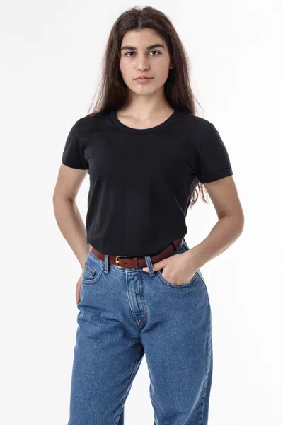 Los Angeles Apparel Ff3001 - Short Sleeve Cotton-poly T-shirt In Black