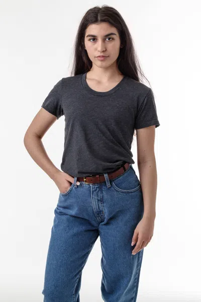 Los Angeles Apparel Ff3001 - Short Sleeve Cotton-poly T-shirt In Gray