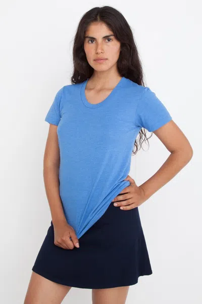 Los Angeles Apparel Ff3001 - Short Sleeve Cotton-poly T-shirt In Blue