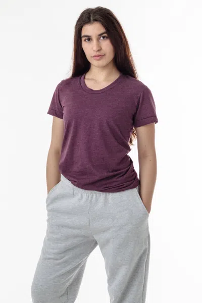 Los Angeles Apparel Ff3001 - Short Sleeve Cotton-poly T-shirt In Purple