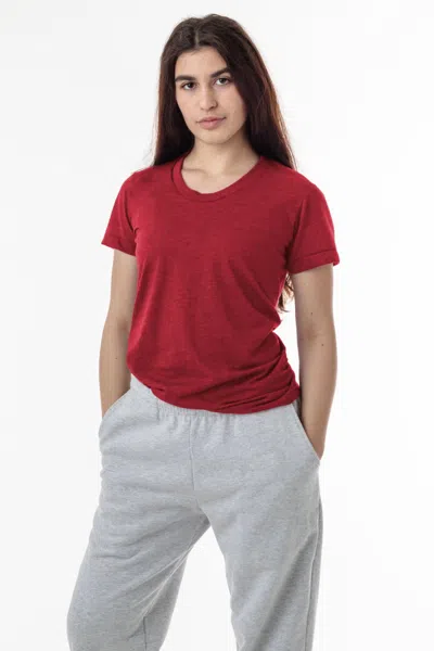 Los Angeles Apparel Ff3001 - Short Sleeve Cotton-poly T-shirt In Red