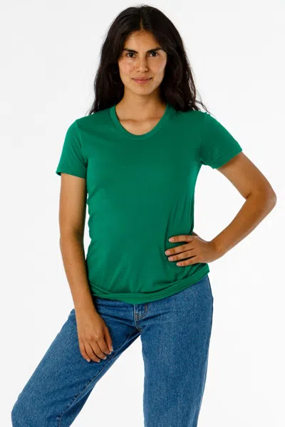 Los Angeles Apparel Ff3001 - Short Sleeve Cotton-poly T-shirt In Green