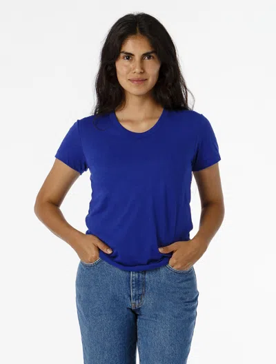 Los Angeles Apparel Ff3001 - Short Sleeve Cotton-poly T-shirt In Blue