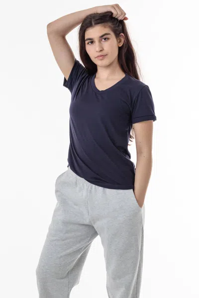 Los Angeles Apparel Ff3001 - Short Sleeve Cotton-poly T-shirt In Blue