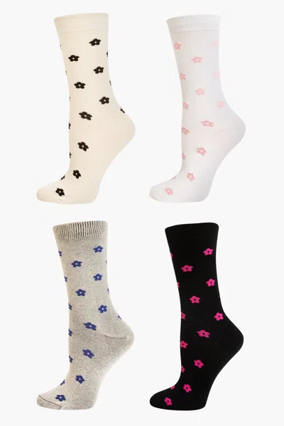 Los Angeles Apparel Flwrsock-4pk - Flower Sock 4 Pack In Multi