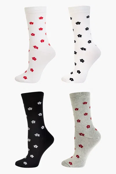 Los Angeles Apparel Flwrsock-4pk - Flower Sock 4 Pack In White